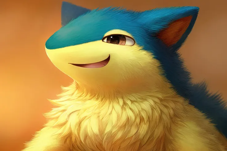 quilava,long fur,extremely fluffy,extremely detailed fur,closed eyes,very happy,best quality,masterpiece,extremely detailed,full body,