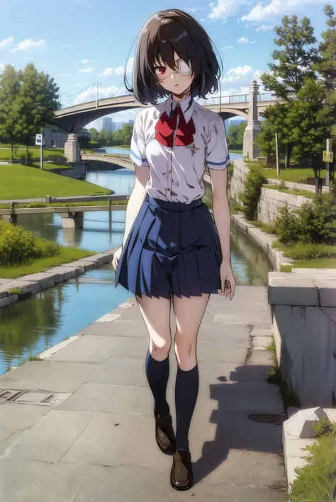 (Highly detailed CG unity 8k), (highest quality)，(very detailed)，(ultra high resolution), (fine eyes), (detailed facial features), (Detailed features of clothing), HDR, 8K resolution, navy blue sailor uniform, High school Japanese girl , Dark blue skirt, Anime 2D rendering, smile, black hair, (((navy blue sailor uniform))), black stockings, (((school scenery))), (((small face))), bob cut, ((White headband)), Happy pose,