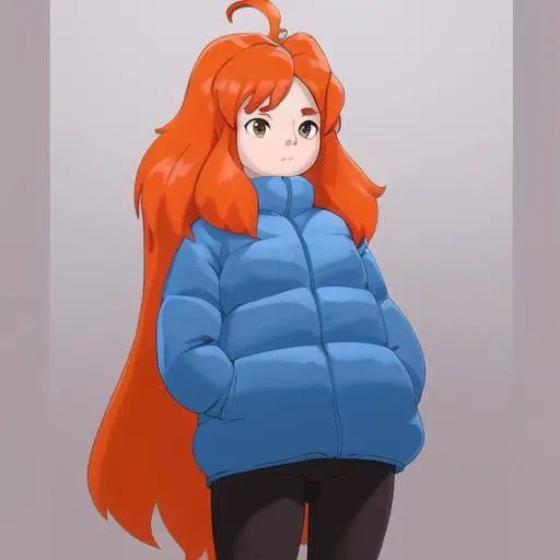 masterpiece,best quality, 1girl, long hair, orange hair, blue puffy coat, <lora:Madeline:0.8>