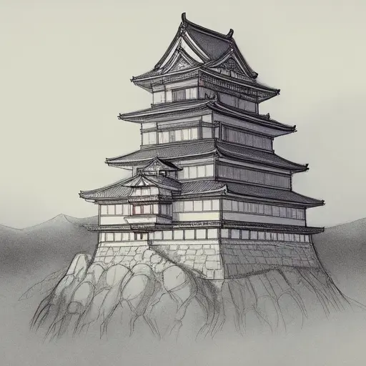 japanese castle, sketch