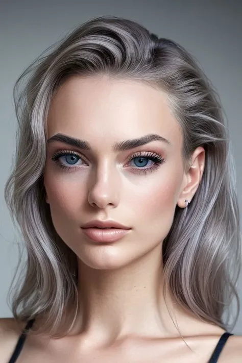 (CR-NienkeVanSchijndel-Supremo:0.99), full color portrait of woman, (slick undercut hair:1.0), (tilted angle, dutch angle:1.0),
masterpiece, best quality, sharp focus, 8k highres, ultra-detailed, rim light, (grey background:1.0),
