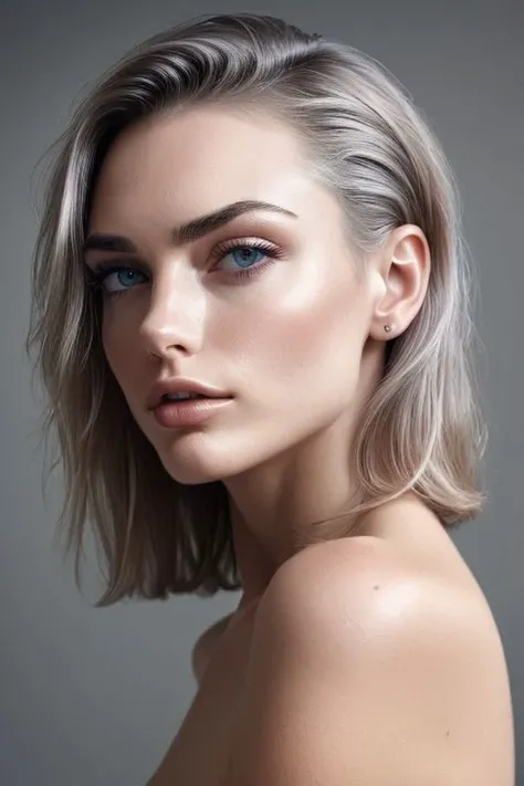 (CR-NienkeVanSchijndel-Supremo:0.9), full color portrait of woman, (slick undercut hair:1.1), (tilted angle, dutch angle:1.1),
masterpiece, best quality, sharp focus, 8k highres, ultra-detailed, rim light, (grey background:1.0),