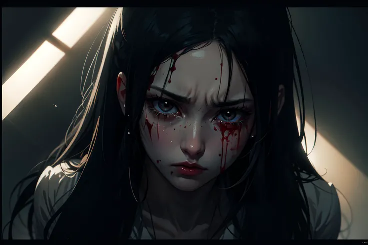 ((8k, best quality, masterpiece, extremely detailed, Rule of thirds)), (((light play, shadow play))), ((abstract background)), ((provocative)), ((horror photography)), ((cinematic, film grain)), ((anime aesthetic)), ((comic-style)), ((insane asylum, cinematic)), ((soft light passing through hair)), ((gloomy, broken)), ((split screen)), ((haunting nightmare)),