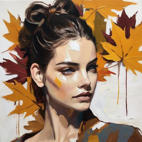 (Abstract) sketch of a woman in the fall season, oil on canvas,  brxpalvin, <lora:barpalvin_juggerX_xl_1_wocap_merger_84_91_06_04-brxpalvin:1>