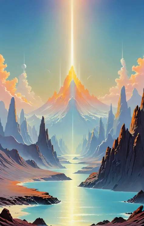 sci-fi style, (Chesley Bonestell, a detailed matte painting, matte painting), Kawaii aesthetics, iridescent colors, stunning background. bathed in sunlight, a mesmerizing blend of light and shadow. masterpiece, absurdres, intricate details <lora:aki:0.8>, futuristic, technological, space themes, advanced civilizations