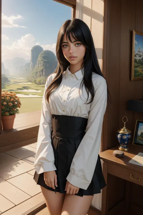 Instagram_Influencer_100_By_Stable_Yogi, [ (scene art designed by Raymond Leech:1.0) : (John Tenniel:0.7) :3], landscape art, lovely Airbrush painting, Ukiyo-E, majestic, landscape of a ([Thailand|Golf course]:1.3) from inside of a Greenhouse, it is very Holy and Mystifying, fall water and Dwarf Planet Haumea in background, at Twilight, detailed, masterpiece, Light and Bright, Moonlit, F/2.8, Muted Colors, underpainting, behance HD, pixiv, unreal engine