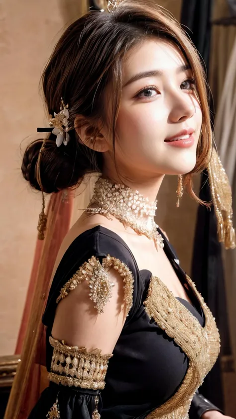 (Realistic),masterpiece,best quality,cinematic lighting,natural shadow,highest detail,professional photography,detailed background,depth of field,insane details,intricate,aesthetic,detailed face,subsurface scattering,looking at viewer,Extreme Close-Up,
edgnath,1girl in a red and black tones dress,wearing edgnath jewelry,photo of a cute girl,full body,light smile,charming,20yo,braided crown hair.shiny hair,Navy blue hair,Hanfu,Suede,Bending Over,canyon,
<lora:GoodHands-vanilla:1>,<lora:add_detail:1>,<lora:Better light:1>,<lora:edgNathJewelry:0.8>,