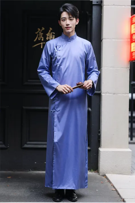 handsome male,look at viewer,purple chinese style robe,<lora:xiangsheng-v2:0.6>