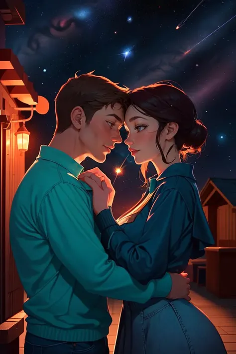 A boy and a girl are classmates who have a crush on each other,but they are too shy to confess their feelings. They are both members of the astronomy club,and they often spend time together at the observatory,looking at the stars and planets. One night,they witness a shooting star,and they both make a wish to be with each other.,
BREAK
They realize that they have the same wish,and they blush and smile. They lean closer and share their first kiss under the starry sky. The scene is sweet and romantic.,
<lora:epiNoiseoffset_v2:0.75>, dark backlighting,cinematic lighting,dark atmosphere,
<lora:add_detail:0.35>,
<lora:GoodHands-beta2:0.75>