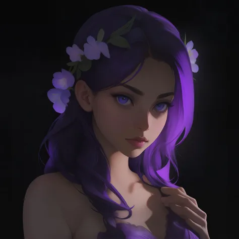 sexy angel Violet Fungus, beautiful, perfect eyes, perfect face, perfect lighting, 8k, HDR, bloom, caustics, RAW color photo