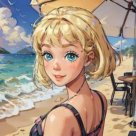 1college girl, short blonde hair to shoulders, olhos azuis, thin lips, rosto redondo,busto grande (seios enormes)usando uma blusa de moletom com gola verde, quadril largo usando saia vermelha bem curta,sentada em uma poltrona com sorriso malicioso olhando para o espectador , director&#39;s office scene, corpo inteiro 