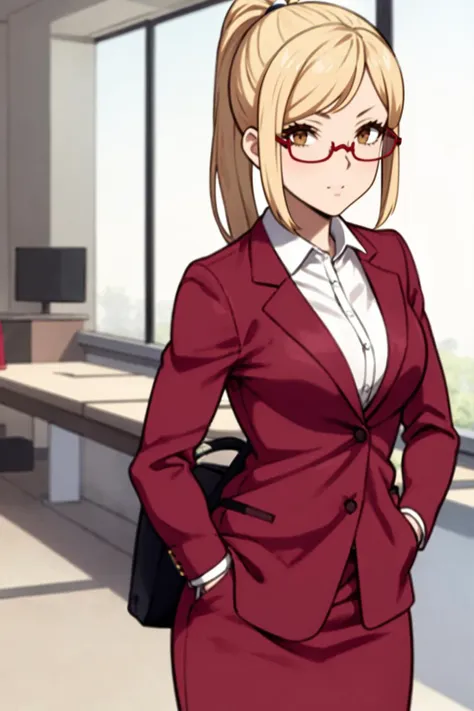 masterpiece, best quality, headshot, hands in pockets, <lora:CHAR-KaedeAkiyama:.8> KaedeAkiyama, long hair, ponytail, glasses, KaedeAkiyama, long hair, ponytail, glasses, office lady, red skirt suit, red skirt,