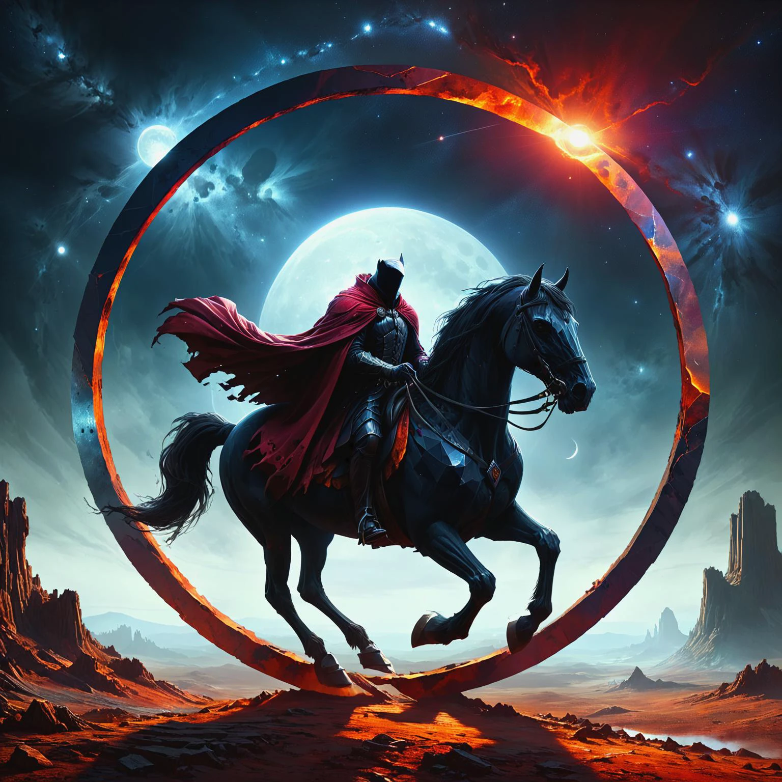 ultra-fine digital painting of a <lora:ral-mythcr:0.7> headless horseman in a Planetary rings repurposed for habitation <lora:xl_more_art-full_v1:0.3>, <lora:ral-polygon-sdxl:0.5> ral-polygon <lora:EnvyBetterHiresFixXL01:1>