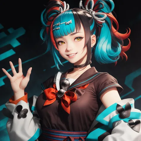 masterpiece, best quality, CG, wallpaper, HDR, high quality, high-definition, extremely detailed, sei, vibrant colors, colorful, sailor collar, smile, looking at viewer, cowboy shot, hands behind back, <lora:Sei Shounagon:1>
