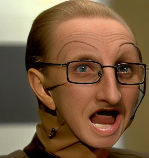 <lora:odo-Lora:0.6> a photo of odo with his mouth wide open in shock and his eyebrows raised, exaggerated face