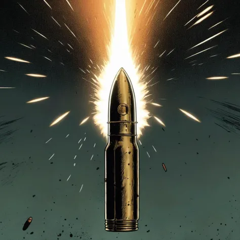 concept art of <lora:graphic novel style:1.2>
1980's a close up of a bullet flying in the dark In the graphic novel style, digital artwork, illustrative, painterly, matte painting, highly detailed
