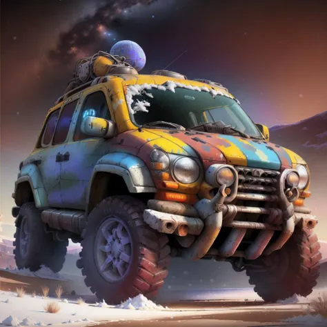 <lora:TerranTech R1:1> t3rran engineering, Renderman, Pencil painting, Fractal,  landscape of a Deteriorating The Mesa Verde, Snowy, Single Color, (art by Matt Groening:1.1), interesting background