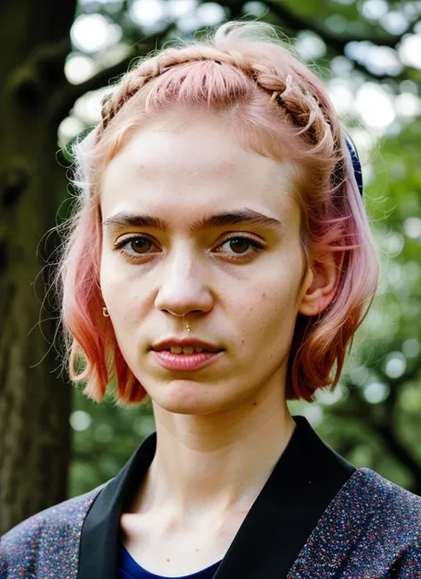 portrait of sks woman in Tokyo, at the Meiji Shrine, by Flora Borsi, style by Flora Borsi, bold, bright colours, ((Flora Borsi)), by Gregory Crewdson, <lora:lora-small-grimes-v1:1>