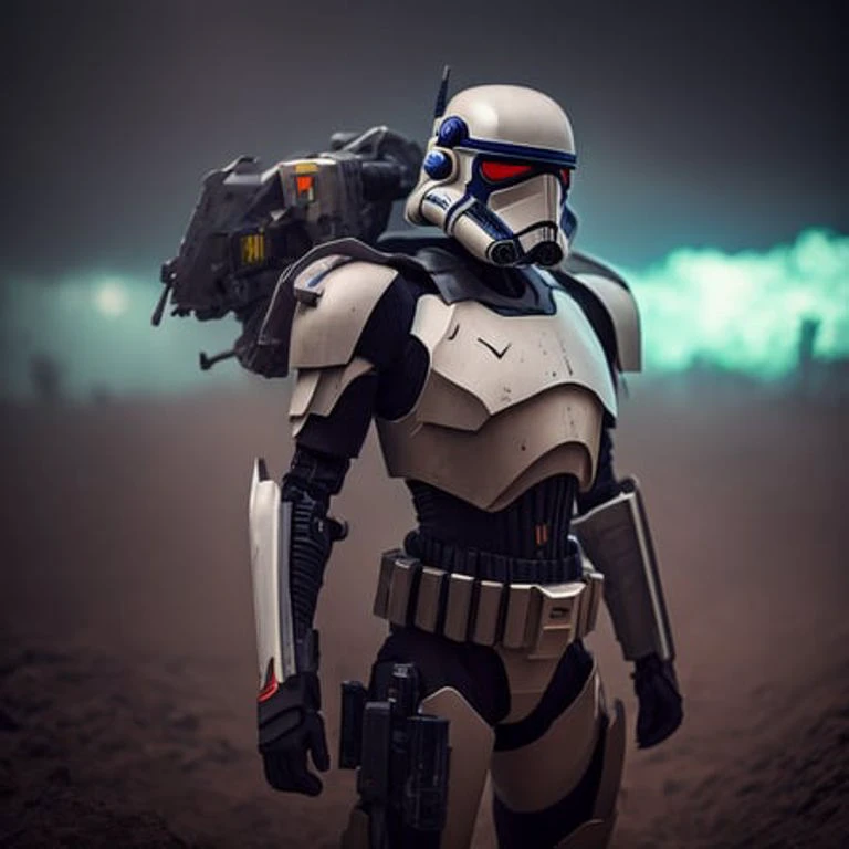 (masterpiece, best quality, detailed:1.4), (sfw), 8k, RAW photo, Fujifilm eterna style photo,  (dark:1.4), (backlit photography:1.4), (facing viewer:1.2), full body, (Yuto Sakurai:1.3), Stormtrooper, grasshopper mask, multicolored, (exosuit:1.2) with neon eyes, armored (belt and gauntlet:1.1), outdoor,  fighting stance, (highly detailed:1.4), BREAK by dust storm