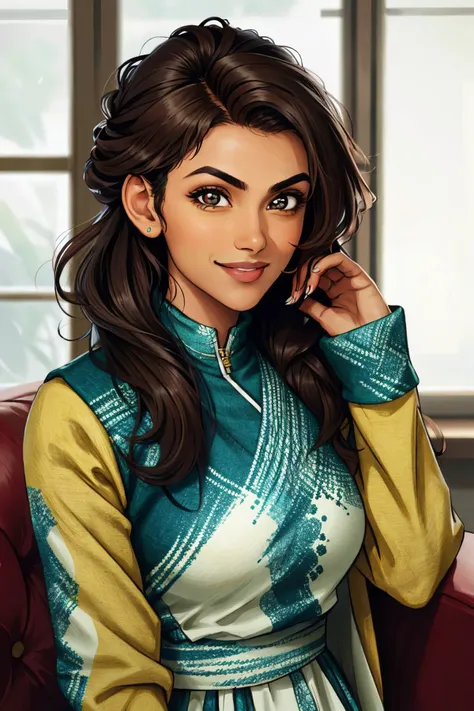 realistic photo of <lyco:sd15_ChhaviVerg_loha_64_v1-000007:1> ChhaviVerg, focus on eyes, close up on face, smiling, hair styled as curly bun,