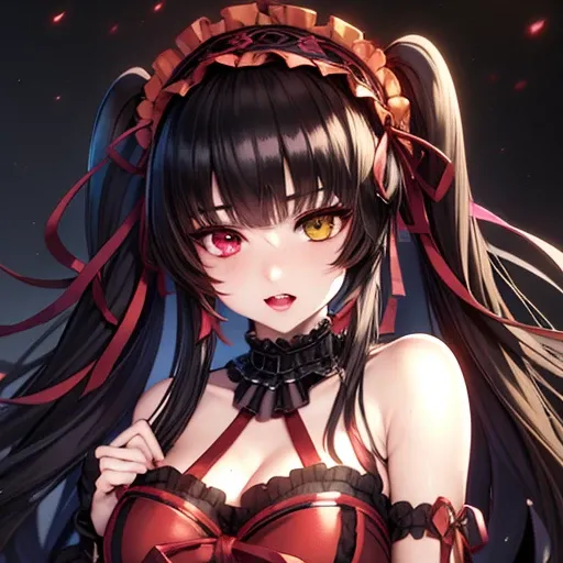 ultra realistic 8k cg, picture-perfect face, flawless, clean, masterpiece, professional artwork, 1girl, tokisaki kurumi, heterochromia, <lora:qqq-tokisaki_kurumi-v1:0.6>