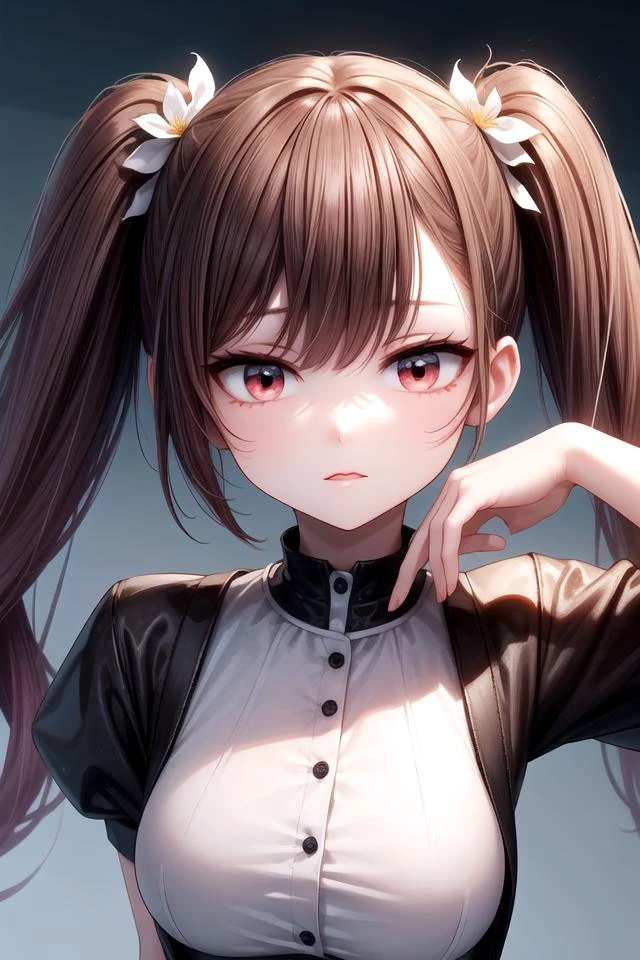 ,(masterpiece),(highres),(high quality),(insanely detailed),(absurdres),(ultra-highres),(ultra-detailed),(ultra-quality),(ultra-beautiful),(ultra detailed background),(best quality),(intricate),
,(beautiful illustration),(8K),(UHD,HDR),(ray tracing),(ultra-quality light),(calibration color),
BREAK
,(cute girl),(skinny),(solo),(petite),(kawaii),(slender),(perfect symmetrical face),(waifu),
,(ultra cute face),(ultra detailed eyes),(ultra detailed hair),(ultra cute),(ultra beautiful),
BREAK
,(black hair:1.2),(red eyes:1.2),(long twintails hair:1.2),
BREAK
,(idol costume),(hololive idol uniform),
BREAK
,(stage lights),(stage),
BREAK
,(looking at viewer),(dynamic pose),
BREAK
,<lora:hotarucontrast_v100:0.3>,
