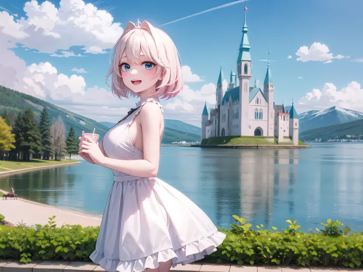 insanely detailed, absurdres, ultra-highres, ultra-detailed, best quality,
1girl, solo, nice hands, perfect hands,
BREAK
(wearing princess dress), teara,
happy smile, laugh, open mouth,
standing,
from side, cowboy shot, looking at viewer, (holding bar:-1.5), (hip:-1.5)
BREAK
slender, kawaii, perfect symmetrical face, ultra cute girl, ultra cute face, ultra detailed eyes, ultra detailed hair, ultra cute, ultra beautiful,
BREAK
fantasy world, (castle in background, lake:1.3), (very wide, panorama view, sense of depth, magnificent view:1.3)
BREAK
princess girl, pink hair, green eyes, medium breasts