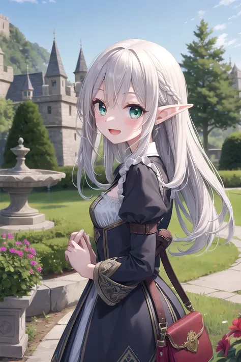 insanely detailed, absurdres, ultra-highres, ultra-detailed, best quality,
1girl, solo, nice hands, perfect hands
BREAK
elf girl, (sorcerer outfit), (nsfw:-1.5), (navel:-1)
BREAK
happy smile, laugh, open mouth
BREAK
from side,
standing, cowboy shot, looking at viewer
BREAK
slender, kawaii, perfect symmetrical face, ultra cute girl, ultra cute face, ultra detailed eyes, ultra detailed hair, ultra cute, ultra beautiful
BREAK
fantasy world, garden of castle, depth of field, ultra detailed background
BREAK
small breasts,
BREAK
silver hair, elf ear, green eyes