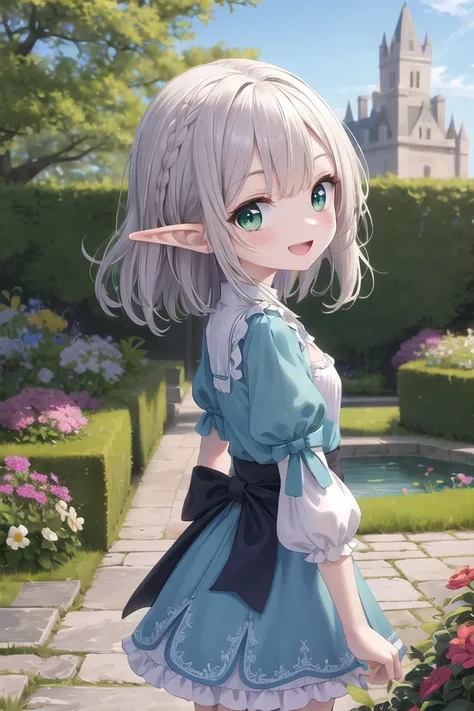 insanely detailed, absurdres, ultra-highres, ultra-detailed, best quality,
1girl, solo, nice hands, perfect hands
BREAK
elf girl, (sorcerer outfit), (nsfw:-1.5), (navel:-1)
BREAK
happy smile, laugh, open mouth
BREAK
from side,
standing, cowboy shot, looking at viewer
BREAK
slender, kawaii, perfect symmetrical face, ultra cute girl, ultra cute face, ultra detailed eyes, ultra detailed hair, ultra cute, ultra beautiful
BREAK
fantasy world, garden of castle, depth of field, ultra detailed background
BREAK
small breasts,
BREAK
silver hair, elf ear, green eyes