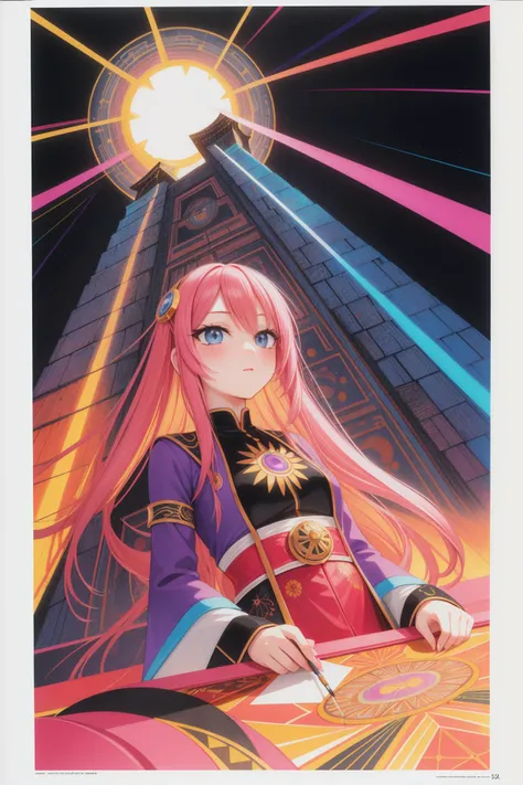 1girl, intarsia inlay, Kawaii anime, electric purple hue, gilded technique, Reflected light, Paper Quilling, Process Art, Low Contrast, Complex background, hair light, pietra dura inlay, Dada Art, Mono Color, Rainbow lightning bolts, loop lighting, Oil Paint, Bastardcore, Oversaturated, poster art, Starlight, absurdres, Fine Art Etching, Modern European Ink Painting, Hypersaturated, dark pastel splash, split lighting, ultra high res, assemblage art, dmt, Muted Colors, rpg concept art, spotlight, sloppy strokes drawing, Queencore, Agfacolor, (electric indigo and Maroon:0.7) , Sun Rays, Chalk painting, etched metal, Art & Language, Vibrant Color, nightmare fuel, broad lighting, professional, Iznik Tiles, Modernism Art, Warm Colors, quantum wavetracing, Accent lighting, Abhorrent Abandoned Macanese ([Earth|The Pyramids of Teotihuacan]:1.3) , it is designed by Porsche, it is with Dimensional adornments, Yankeecore, Monochromatic dark white filter, cozy, Dramatic spotlight, Breakcore, Ektachrome, alluring and elegant, Sunlight, Astropunk, Offset print, Instagram, side light, Arts and Crafts Movement, complementary colors, concept art, short lighting, artstation, Hardcore Art, Film grain, Rule of Thirds, key light, in style of Venus of Willendorf