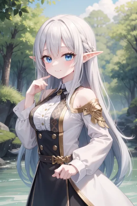 insanely detailed, absurdres, ultra-highres, ultra-detailed, best quality,
1girl, solo, nice hands, perfect hands
BREAK
elf girl, (wearing sorcerer outfit:1.2), (nsfw:-1.5), (navel:-1)
BREAK
happy smile, laugh, closed mouth
BREAK
from below,
standing, cowboy shot, looking at viewer
BREAK
slender, kawaii, perfect symmetrical face, ultra cute girl, ultra cute face, ultra detailed eyes, ultra detailed hair, ultra cute, ultra beautiful
BREAK
fantasy world, in forest, river, depth of field, ultra detailed background
BREAK
medium breasts,
BREAK
silver hair, long hair, elf ear, blue eyes