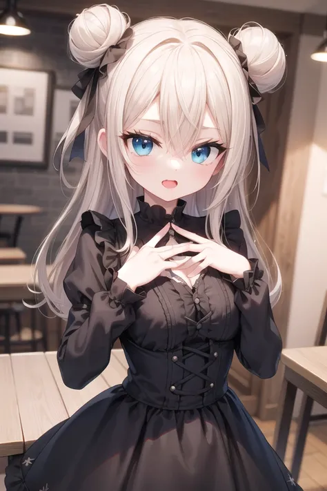 <lora:talkmouth_O_type2_v100:1>
insanely detailed, absurdres, ultra-highres, ultra-detailed, best quality,
1girl, solo, nice hands, perfect hands
BREAK
gothic theme, black gothic dress, white frill, hair dress
BREAK
(nsfw:-1.5)
BREAK
smile, open mouth
BREAK
,
standing, cowboy shot, looking at viewer
BREAK
slender, kawaii, perfect symmetrical face, ultra cute girl, ultra cute face, ultra detailed eyes, ultra detailed hair, ultra cute, ultra beautiful
BREAK
in coffee shop, depth of field, ultra detailed background
BREAK
medium large breasts
BREAK
blonde hair, blue eyes, double bun, hair between eyes