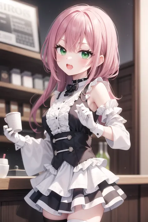 <lora:talkmouth_O_type2_v100:1>
insanely detailed, absurdres, ultra-highres, ultra-detailed, best quality,
1girl, solo, nice hands, perfect hands
BREAK
(a checkered clothes:2.0), (a checkered idol clothes:1.6), (short frill sleeve:1.3), (layered skirt,multilayer-skirt:1.6), (white thigh-high socks:1.4), (white choker,white glove with frill:1.3)
BREAK
(nsfw:-1.5)
BREAK
smile, open mouth
BREAK
,
standing, cowboy shot, looking at viewer
BREAK
slender, kawaii, perfect symmetrical face, ultra cute girl, ultra cute face, ultra detailed eyes, ultra detailed hair, ultra cute, ultra beautiful
BREAK
in coffee shop, depth of field, ultra detailed background
BREAK
medium breasts
BREAK
red hair, green eyes, long hair,