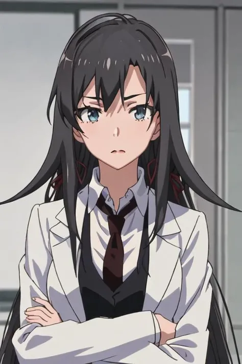 best quality, masterpiece, highres, solo, {hiratsuka_shizuka_yahariorenoseishunlovecomewamachigatteiru:1.15}, long_hair, black_hair, necktie, 1girl, blue_eyes, ribbon, school_uniform, shirt, collared_shirt, hair_ribbon, red_ribbon, sobu_high_school_uniform, white_shirt, bangs, neck_ribbon, upper_body, looking_at_viewer