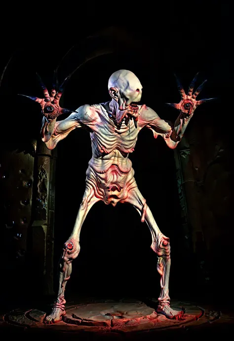 8k raw photo of (one) tpmpanlab person (front facing the camera:1.3) in a dark gothic underworld city ((midnight, dark, low light, soft light, low key light)) ray tracing, subsurface scattering <lora:epiNoiseoffset_v2:0.7>