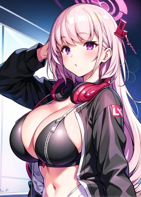 black bra,jacket,gigantic breasts,masterpiece,wind,best quality,lens flare,beautiful detailed glow,dynamic angle,depth of field,light_leaks,Amazing,finely detail,extremely detailed CG, <lora:komeshirokasu-v1:0.8>, <lora:eimi-10:1>