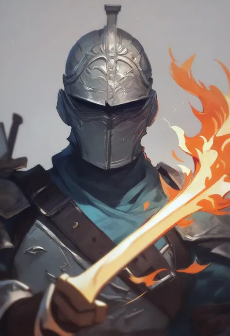 score_9, score_8_up, score_7_up, score_6_up, source_anime, upper body, constricted pupils, shaded face, sweatdrop,alt outfit,masterpiece,holds a flaming sword,Cut off a head,Faraam Knight