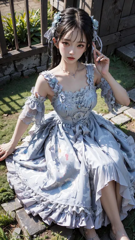 best quality, ultra high res, (photorealistic:1.4), masterpiece, highres, original, extremely detailed wallpaper,
lawn, sky,
1girl, solo, ngmd \(manaka nemu\), cyan dress,
finger gun, <lora:è´é¢neg4all_bdsqlsz:0.8>,