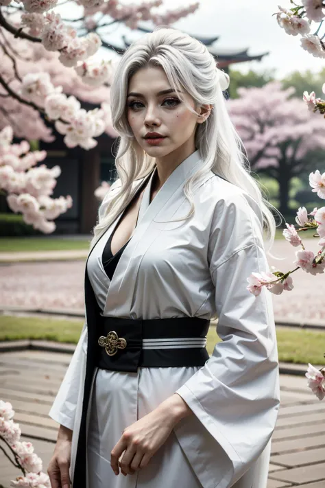 ((ultra detailed, masterpiece, absurdres))
<lora:SpiderBlackCat:0.9>
SpiderBlackCat, 1girl, white hair, long hair, in a traditional kimono, surrounded by cherry blossoms