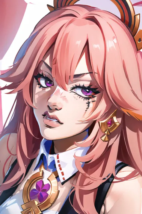 Highly detailed, High Quality, Masterpiece, beautiful, Irefuse, <lora:Irefuse:1>, 1girl, solo,, yae miko, pink eyes, long hair, pink hair, animal ears, <lora:Char_GenshinImpact_YaeMiko:0.8>