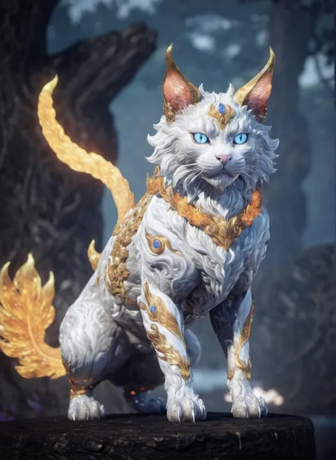 portrait of absolutely beautiful cute demon cat,<lora:niohxlyaki2-step00000420:1>,niohxlyaki,white yokai form,epic,cinematic,masterpiece,scenery in the background