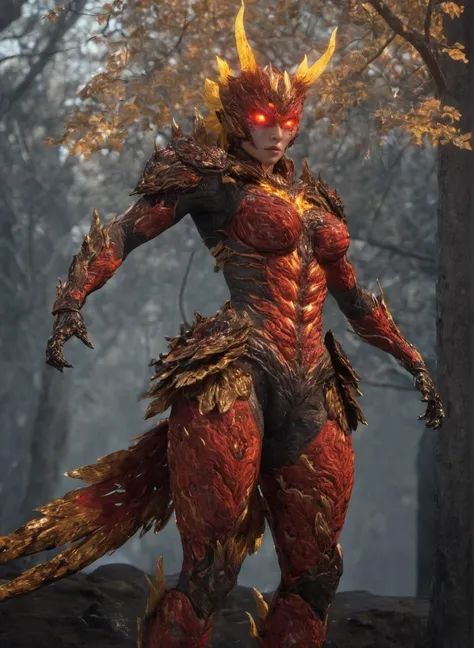 ((Anime)) creature fire and poison type Pokémon, detailed anatomy, sharp fangs, glowing eyes, intricate scales, molten lava texture, toxic ooze dripping, powerful muscular body, dynamic pose, cinematic lighting, vibrant colors, digital painting, artstation quality