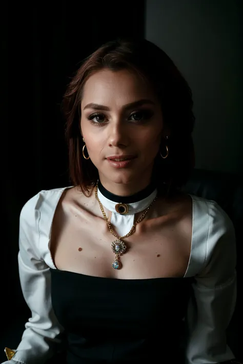 <lora:VeronicaLeal_v2.0:1> VeronicaLeal
in a (dynamic pose:1.2)
(female in studio theme),Beauty photo, facing viewer,
with (
Zara (colorful:1.3) Flutter sleeve blouse Wide leg pants Mules Choker necklace Chic & polished
:1.2)
(
choppy layers,
:1.3) hairstyle, (head tilt,:1.2)
detailed hair strand, ear, detailed upper torso, detailed eyes, detailed pupils, detailed iris, detailed nose, detailed lips, ears, detailed sideburns, eye reflection, ray tracing, path tracing,
in style of
Richard Avedon Portrait Large-format camera, high-quality lenses Simple backgrounds,
<lora:epiC35mm:1> epiCPhoto, (plunging neckline:-1) (dark background:1.1), bright lighting, smirk,