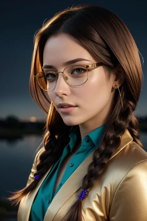1girl, 8k Baroque, dense pond with Flora, alluring, Sharp focus of a lanky Futuristic (Father:1.3) , he is Collecting stamps, the Father is very Familiar and Luminescent, he is in a D&D setting, he is feeling very angry, the Father has very Fresh mouth and Peaceful eyes, in a very Touching Messy electric orange business suit and Striking deep blue Traditional Irish dress, his hair is Beautiful and styled as Box braids, he has a Cruel Ashkenazi Violet Straps, Horn-rimmed glasses, at Dusk, Very wide view, Detailed illustration, Cozy, Dark Academia, Reflected light, Low shutter, Colorful, Soutache, deep green lightning bolts, matte skin, intricate detailed face, artstation, photolab