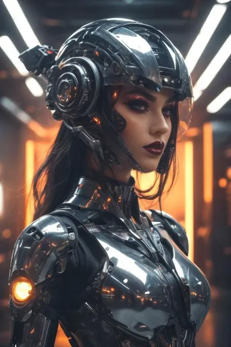 (highly detailed:1.3) , rfktr_technotrex, mecha female cyborg with dark-colored glossy armor sexy bodysuit, black long hair, headgear with mechanical facial visor, body armor elements, HDR, subsurface scattering, octane Render, 8K, dark, chiaroscuro, low-key, zavy-rmlght, ral-apoctvisn, dvr-lnds-sdxl, <lora:ReaLora:0.4>, <lora:hairdetailer:0.4>, <lora:more_details:1>,  <lora:breastsizeslideroffset:0.1>