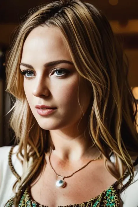 <lora:c41tyl0tz:0.9>, a Realistic photo of c41tyl0tz woman with green eyes and blonde Hair style, looking at viewer, blonde hair, brown hair, brown eyes, jewelry, parted lips, necklace, lips, eyelashes, portrait, realistic, pearl necklace, soft lighting, professional Photography, Photorealistic, detailed eyes, RAW, analog, sharp focus, 8k, HD, DSLR, high quality, Fujifilm XT3, film grain, award winning, masterpiece