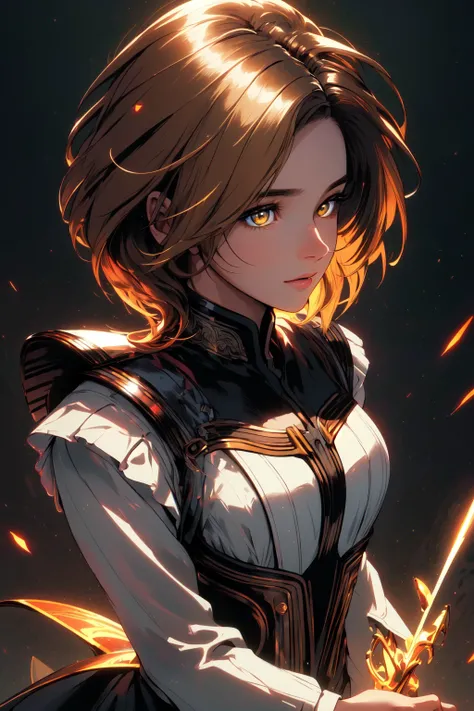 official, (masterpiece, best quality, ultra-detailed, highres), ((solo)), perfect face, sidelighting, lustrous skin,(bloom), (shine), lighting, ray tracing, sci-fi,1boy, male focus, yellow eyes, brown hair, blond hair, specular highlights, embers, depth_of_field,very detailed background, highly detailed background, Masterpiece, Ultra detailed, great composition,Dynamic angle,extremely delicate and beautiful,(Highest picture quality), (Master's work), extreme light and shadow, masterpiece, rich in detail, (highest quality), (masterpiece), (detailed eyes), (beautiful) detailed,beautiful detailed eyes, upper body, (extremely detailed CG unity 8k wallpaper),(masterpiece), (best quality), (ultra-detailed), (best illustration),(best shadow),perfect lighting , perfect anatomy , vivid colors, (masterpiece),