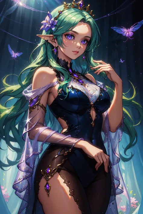 (masterpiece, best_quality, ultra-detailed, immaculate:1.3), epic, illustration, digital painting, welcoming, Lilac undine, see-through gossamer, slim,