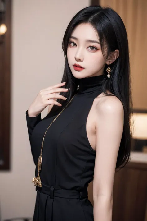 girl,upper body,golden eye shadow,black long hair,<lora:Superç§æè¸ArienScientificFace_v1.0:0.75>,