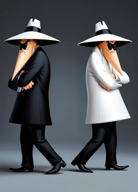 cartoon, two men standing back to back, spy vs spy style,
<lora:spy vs spy style v2:1>